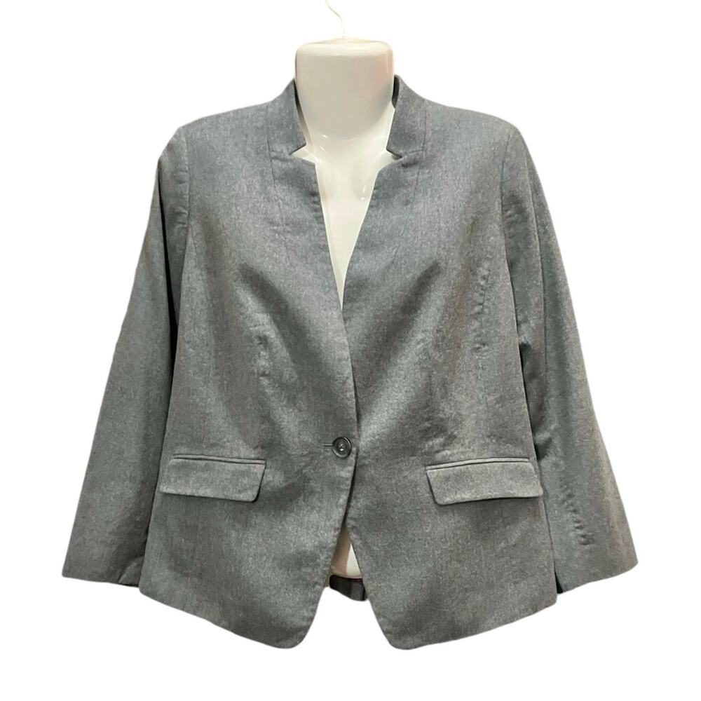 Talbots Petite Women's Gray Virgin Wool Woven 1-Button Suit Blazer Lined SZ 16WP - Picture 11 of 11